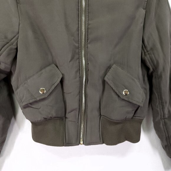 Club Monaco Bomber Jacket Womens Size Small Full Zip Olive Green Pockets - Picture 9 of 11